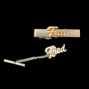 Vintage Swank Tie Clip Bar and Tie Tack for A Man Name FRED.